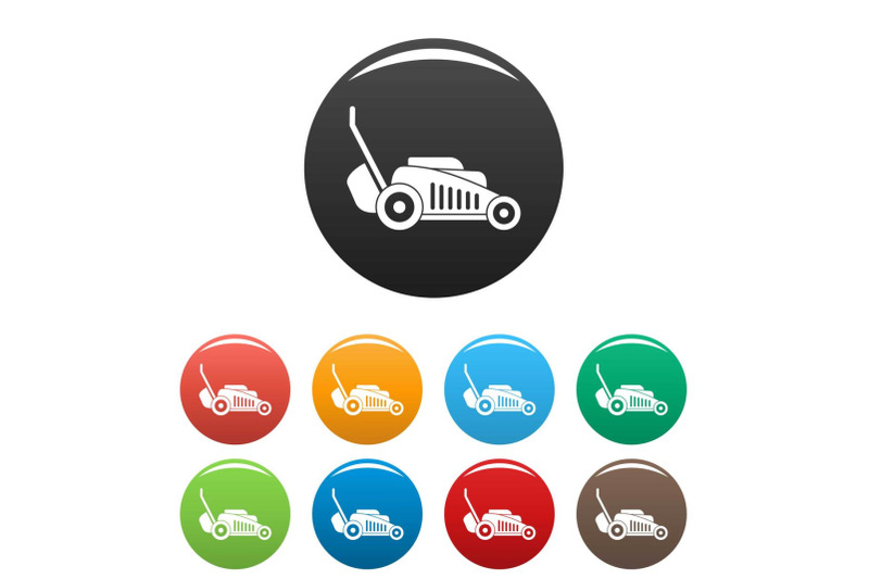 grass-cut-machine-icons-set-color