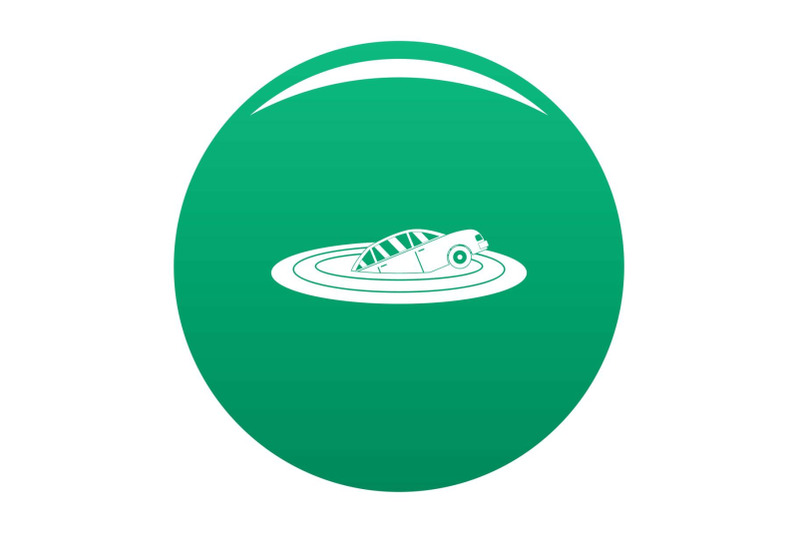 sinking-car-icon-vector-green