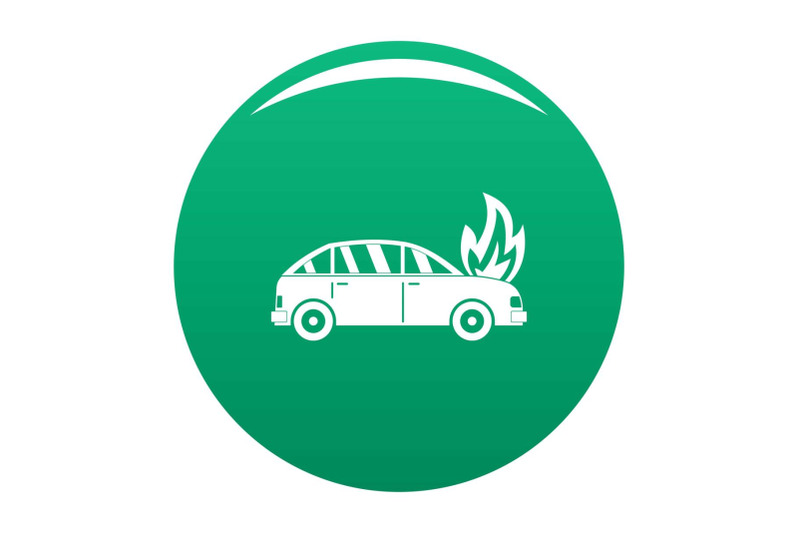 burning-car-icon-vector-green