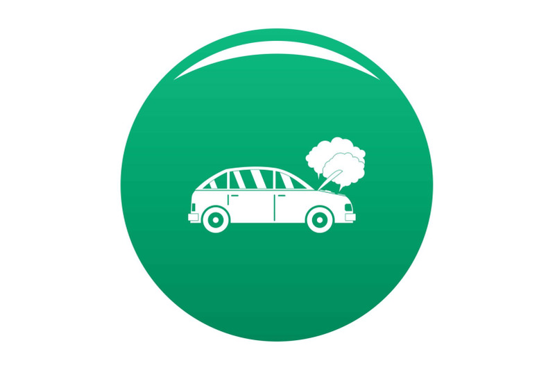 car-in-smoke-icon-vector-green