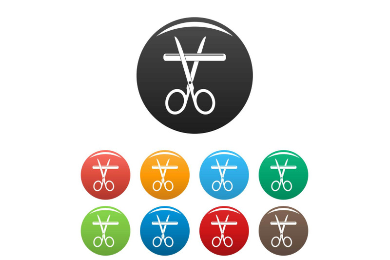 medicine-scissor-icons-set-color