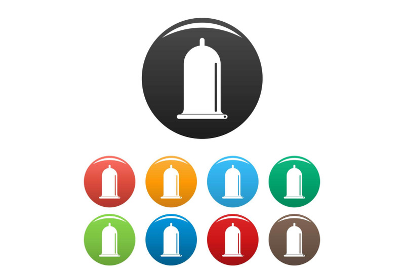 open-condom-icons-set-color