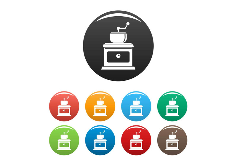 coffee-grinder-icons-set-color