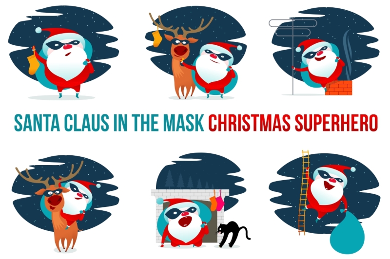 vector-illustration-on-santa-claus-masked-superhero