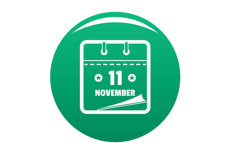 calendar-eleventh-november-icon-vector-green