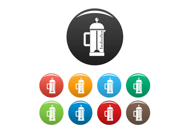 infusion-coffee-pot-icons-set-color