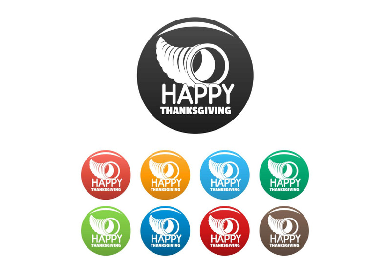 happy-thanksgiving-corn-icons-set-color