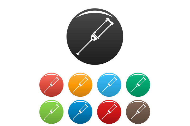 medical-crutch-icons-set-color