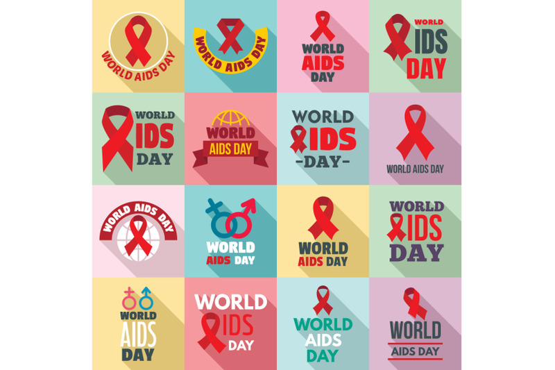 world-aids-day-logo-set-flat-style