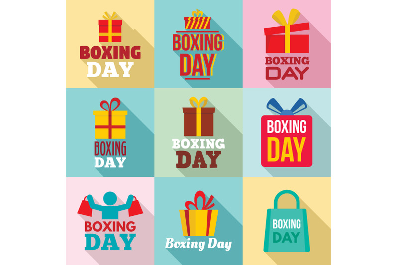 boxing-day-logo-set-flat-style