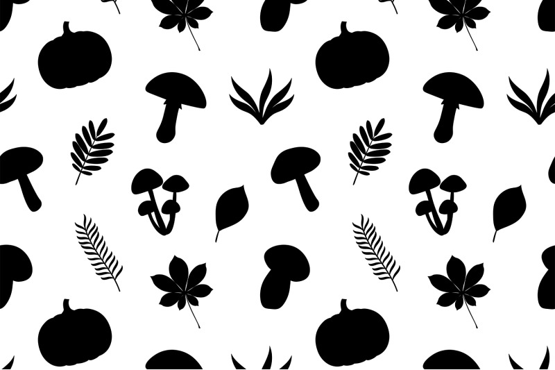 autumn-silhouette-pattern-leaves-pattern-mushrooms-pattern