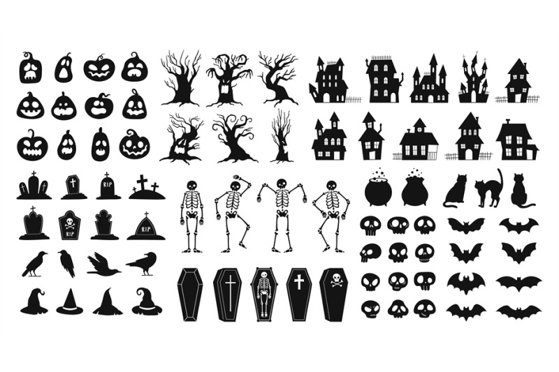 horror-silhouettes-scary-halloween-decor-skulls-and-skeletons-witch