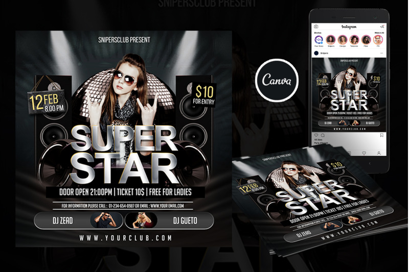 superstar-saturday-event-flyer-canva-template