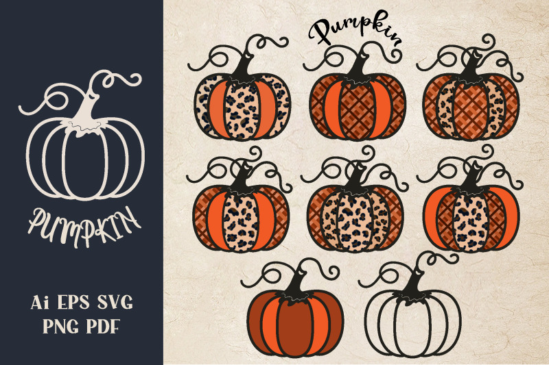 pumpkin-with-leopard-print-and-plaid-pattern-clipart-sublimation