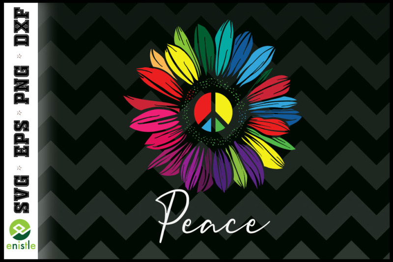 sunflower-rainbow-peace-sign-hippie-70s