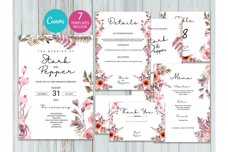 watercolor-flower-wedding-invitations-set