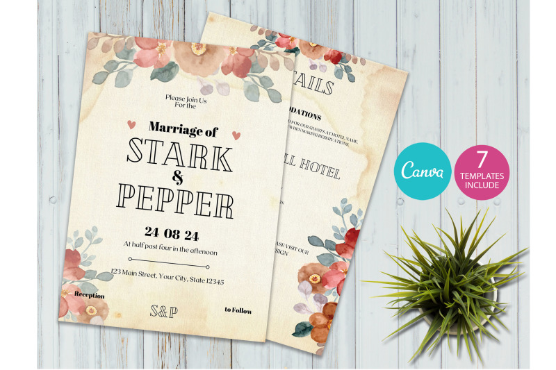 watercolor-flower-wedding-invitations-set