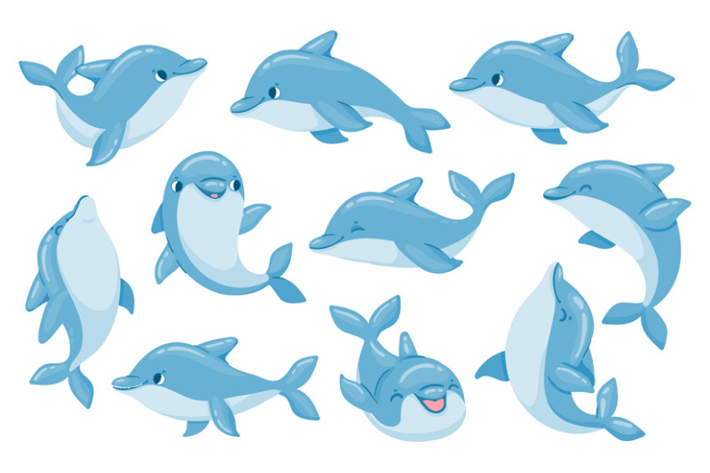 dolphin-characters-funny-dolphins-jump-and-swim-poses-oceanarium-sho