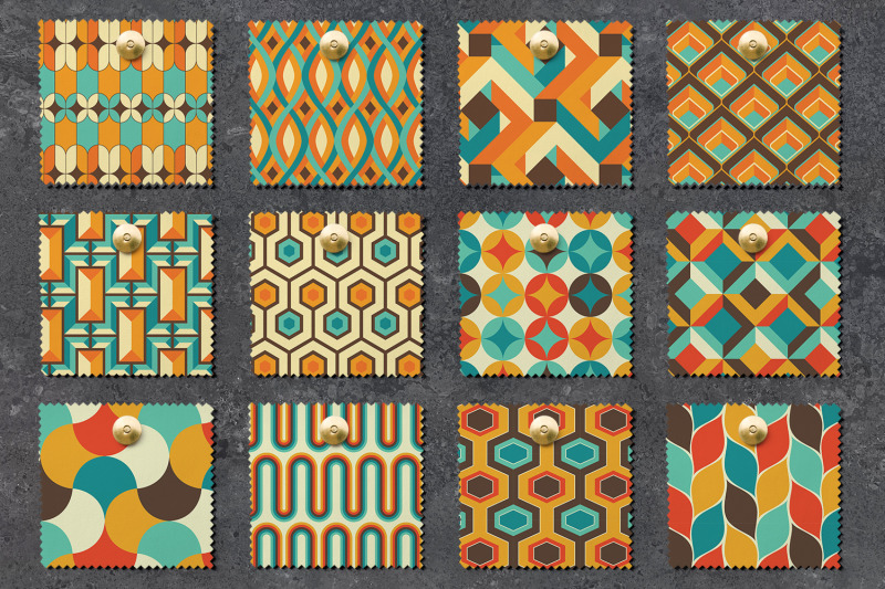 12-seamless-modern-retro-patterns-brown-orange-turquoise