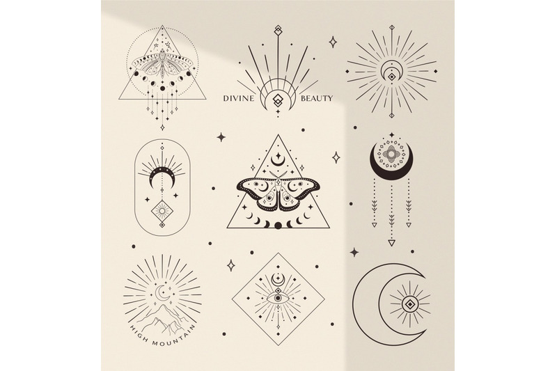 divine-beauty-pre-made-logo-designs-esoteric-mystic-symbols-tattoo