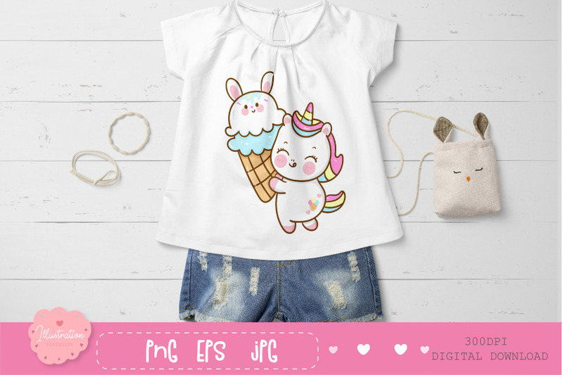 cute-unicorn-clipart-kawaii-stickers-animal-png-illustration