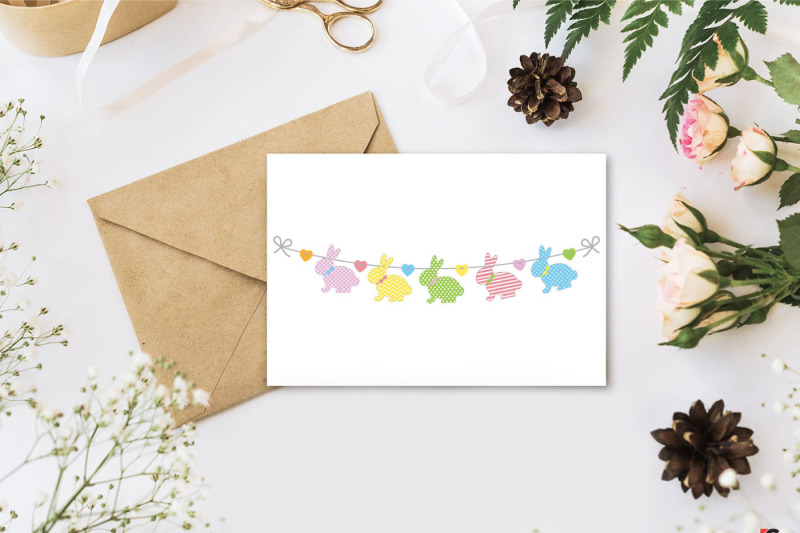 easter-garland-hares-with-ornaments-svg-format