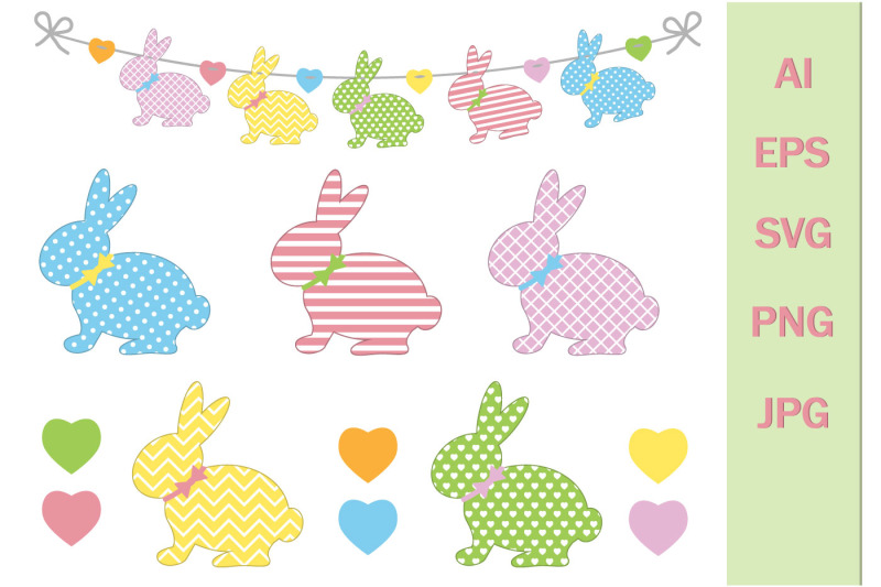 easter-garland-hares-with-ornaments-svg-format