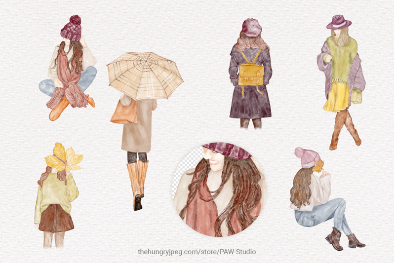 autumn-girls-watercolor-clipart-boho-autumn-mood