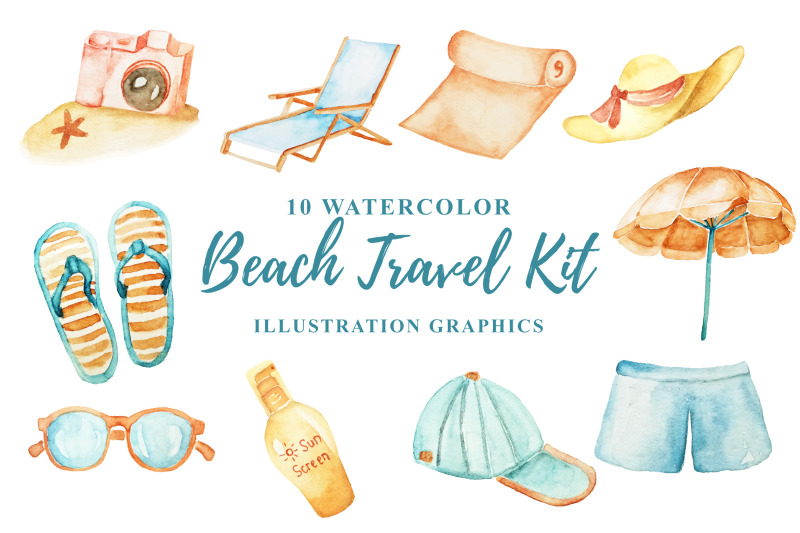 10-watercolor-beach-travel-kit-illustration-graphics