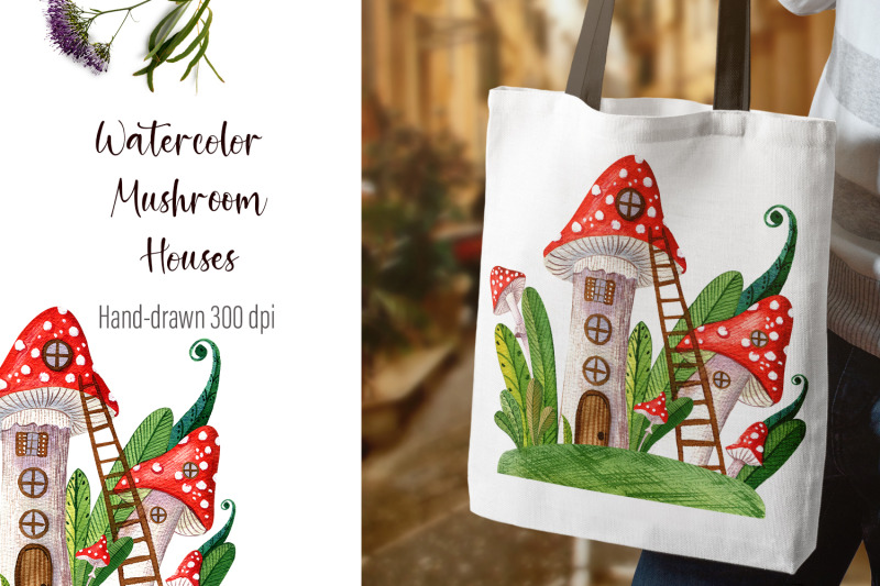 sublimation-watercolor-mushroom-house