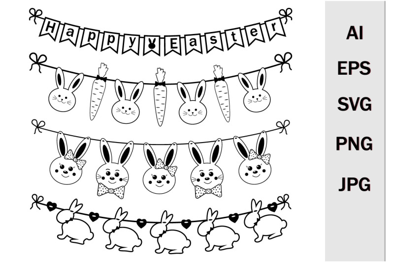 set-of-easter-bunny-garlands-in-svg-format