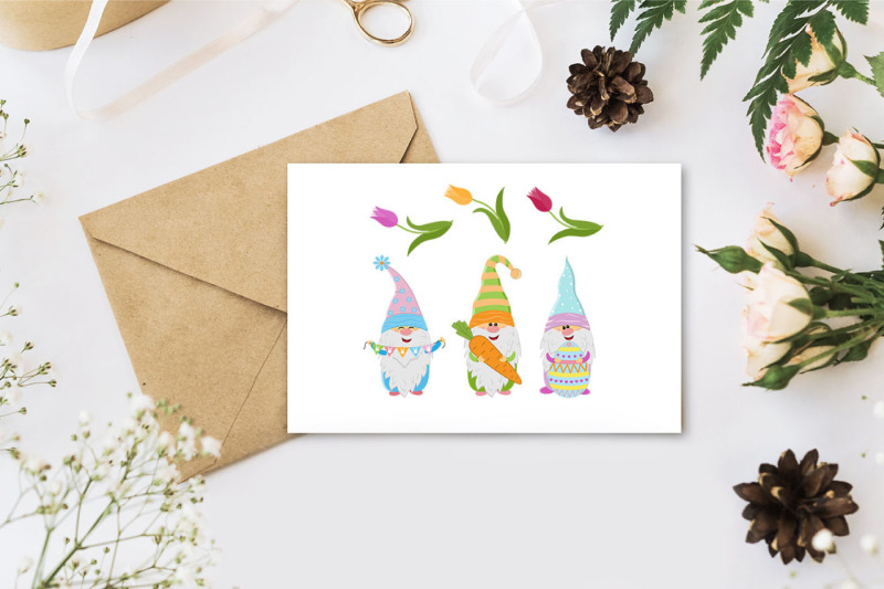 easter-spring-gnomes-and-tulips-clipart