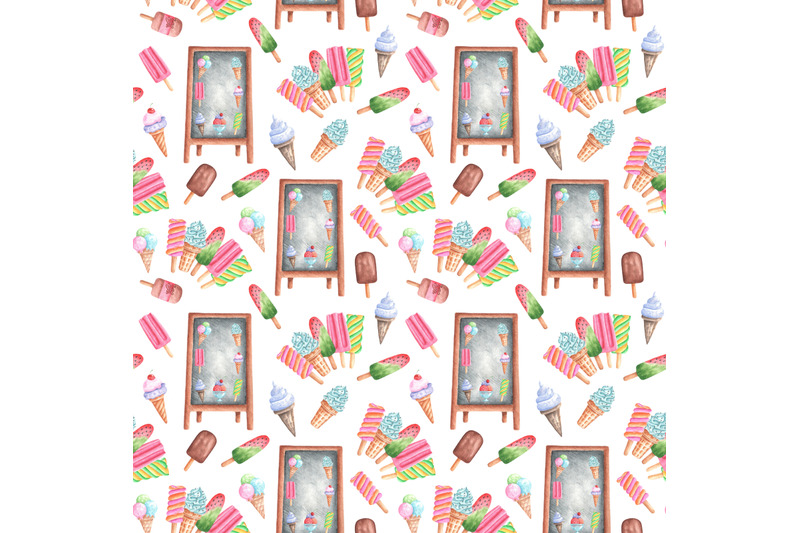 ice-cream-shop-watercolor-seamless-pattern-ice-cream-set
