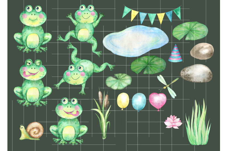 watercolor-frogs-clipart-funny-frog-set-clip-art-png