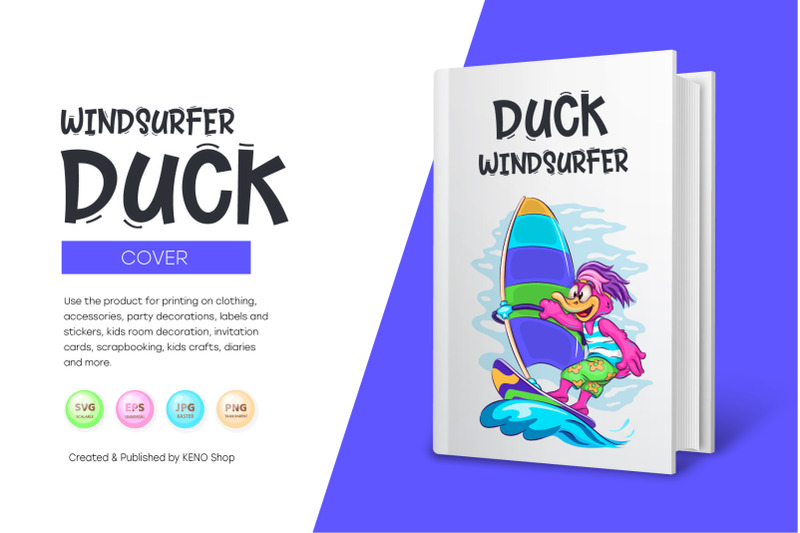 cartoon-duck-windsurfer