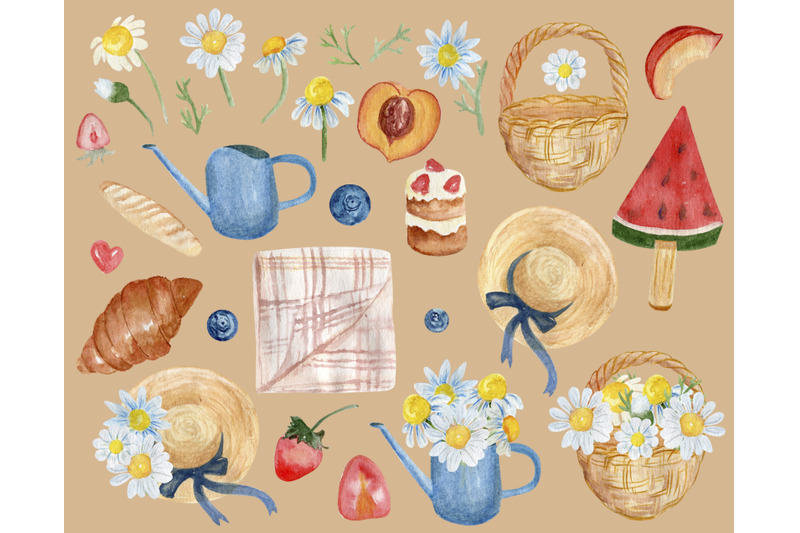 summer-picnic-clipart-food-clip-art-chamomile-flowers