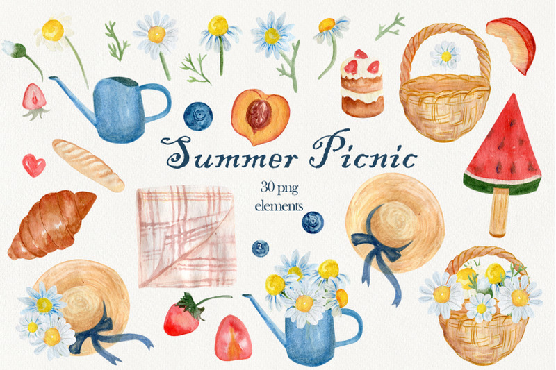 summer-picnic-clipart-food-clip-art-chamomile-flowers