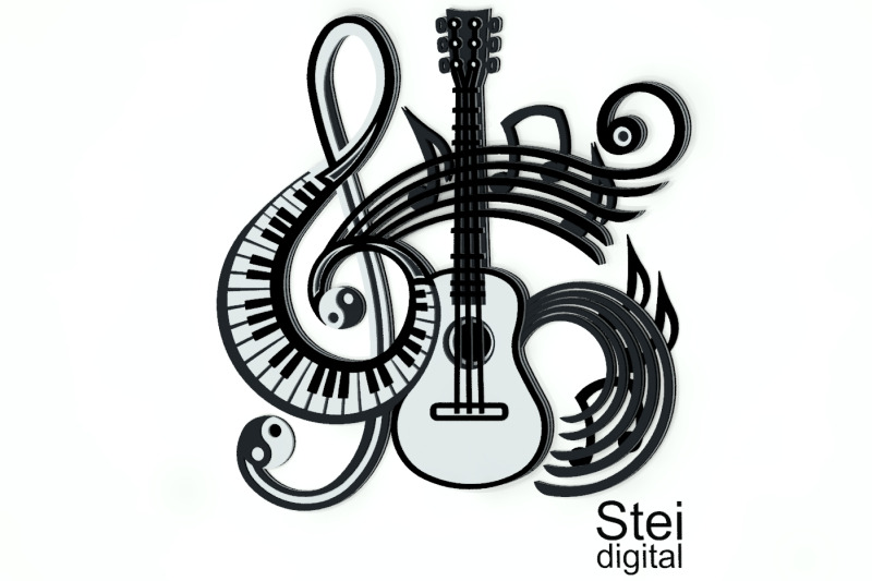 3d-layered-music-guitar-svg-dxf-cutting-files-treble-clef-svg