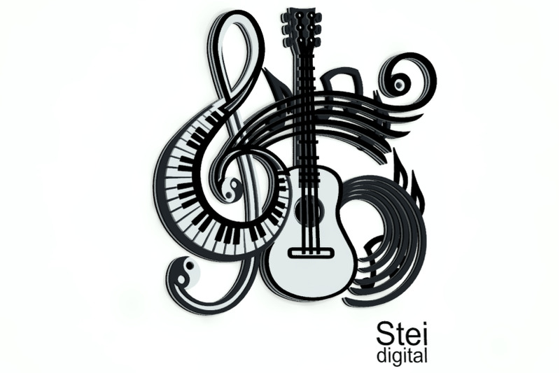 3d-layered-music-guitar-svg-dxf-cutting-files-treble-clef-svg