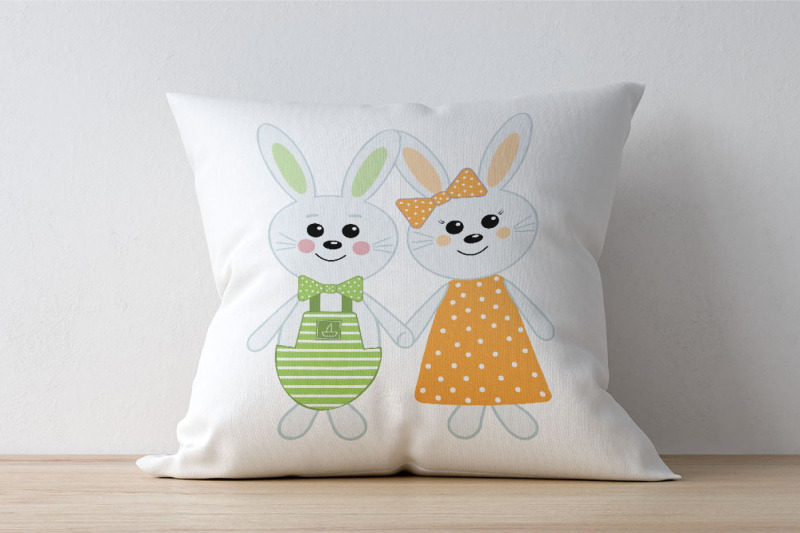 easter-bunnies-in-the-outfit-of-a-girl-and-a-boy