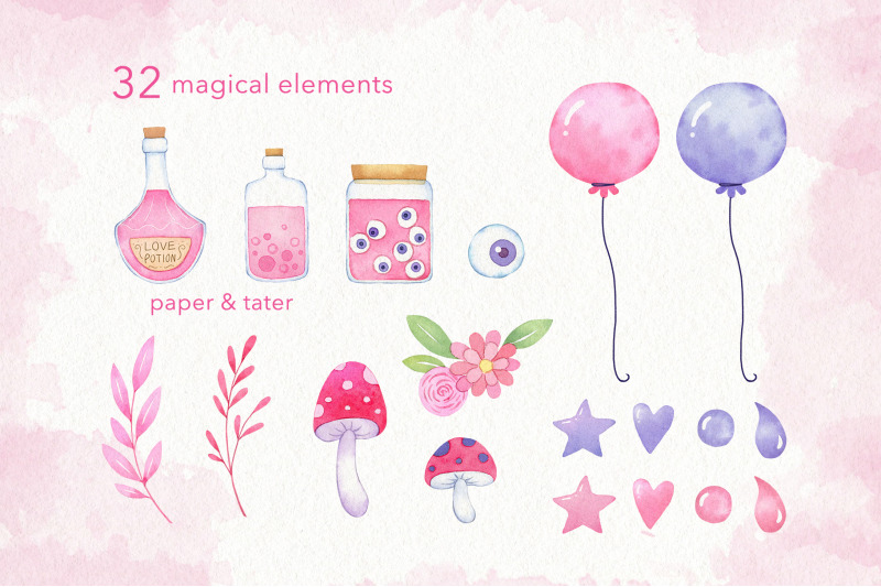 pink-little-witch-watercolor-halloween-clipart-cute-witch-png