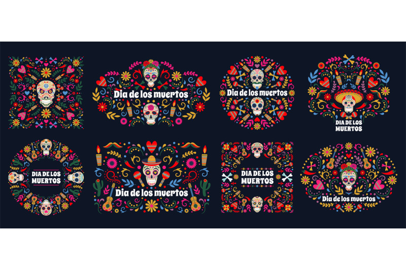 dia-de-los-muertos-banners-day-of-the-dead-mexican-sugar-human-head-b