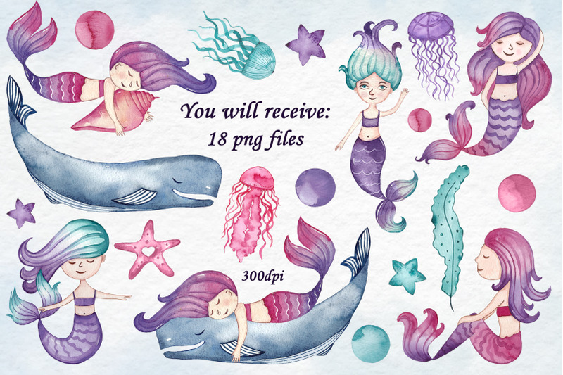 watercolor-little-mermaid-clipart