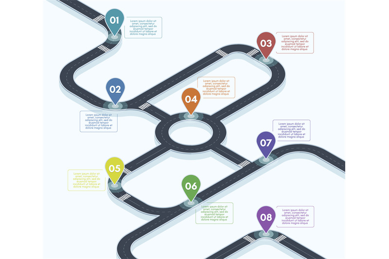 isometric-roadmap-city-street-road-map-infographic-3d-road-timeline