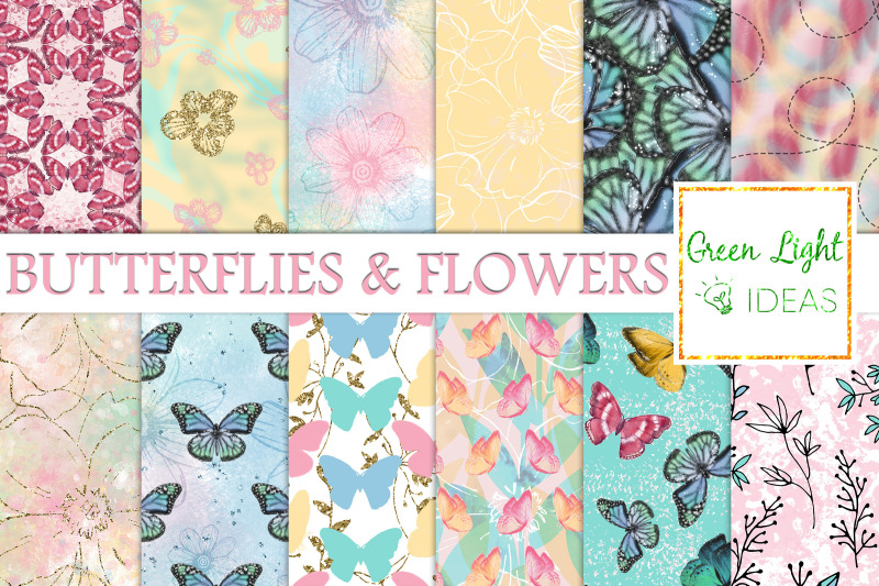 butterfly-and-flowers-digital-papers-spring-backgrounds