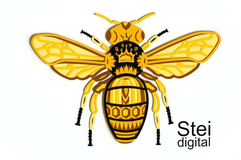 3d-bee-mandala-svg-dxf-files-3d-layered-bee-queen-svg