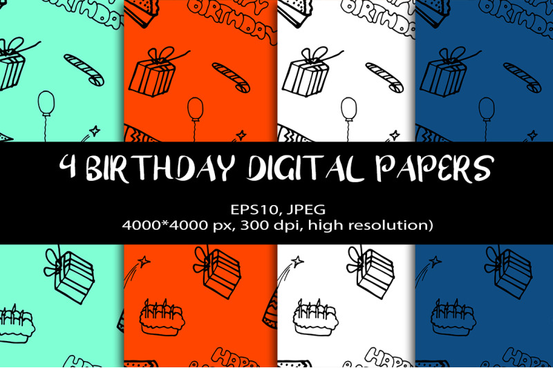 4-birthday-digital-papers-colored-seamless-patterns