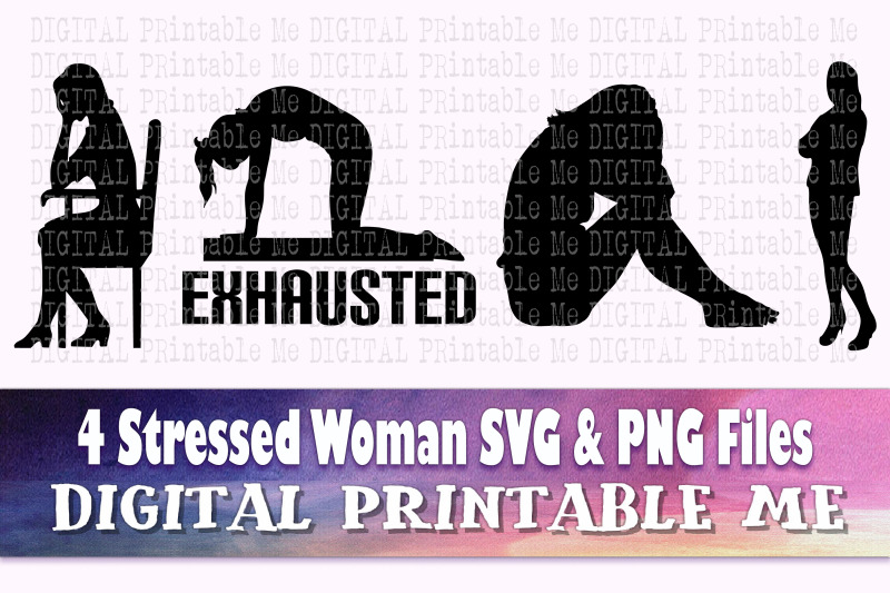 unhappy-woman-svg-stressed-lady-silhouette-bundle-png-clip-art-4-w