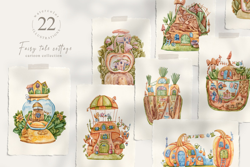 watercolor-fairy-houses-clipart-big-bundle