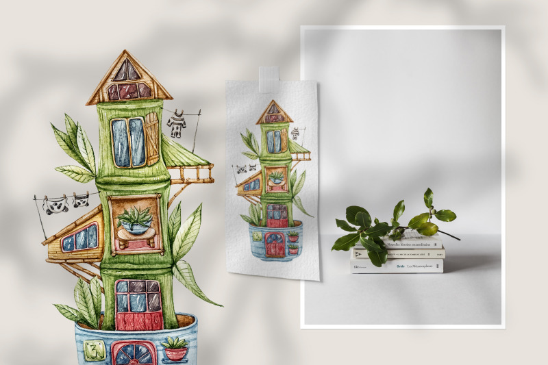 watercolor-fairy-houses-clipart-big-bundle